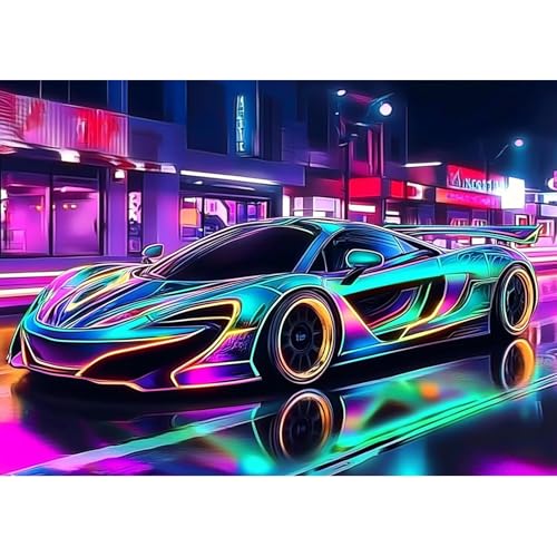 MXJSUA Diamond Painting Set, Sportwagen 5D Diamant Painting Bilder 30x40 cm mit Diamond Painting Zubehör für Erwachsene, Crystal Art Wand Deko von MXJSUA