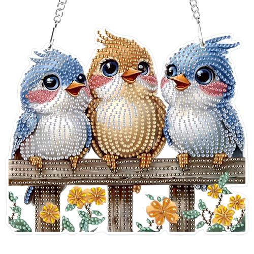 MXJSUA Drei Vögel Diamond Painting Anhänger, Diamond Painting mit Kette Erwachsene, Diamant Painting Fensterbilder, Hängende Ornament Bastelset Set für Wand Und Eingang Decor MXJSUA Drei Vögel Diamond Painting Anhänger, Diamond Painting mit Kette Erwachsene, Diamant Painting Fensterbilder, Hängende Ornament Bastelset Set für Wand Und Eingang Decor von MXJSUA
