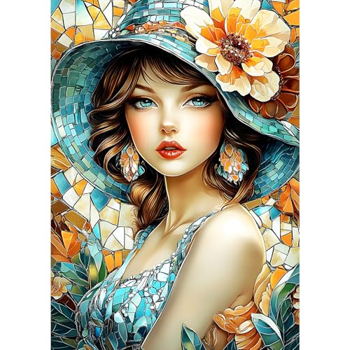MXJSUA Elegante Frau Diamond Painting Erwachsene, 5D Diamant Painting Bilder Anfänger, DIY Runder Vollbohrer Diamanten Malerei Stickerei Kreuzstich Geschenke Home Wand Dekor 30x40cm von MXJSUA