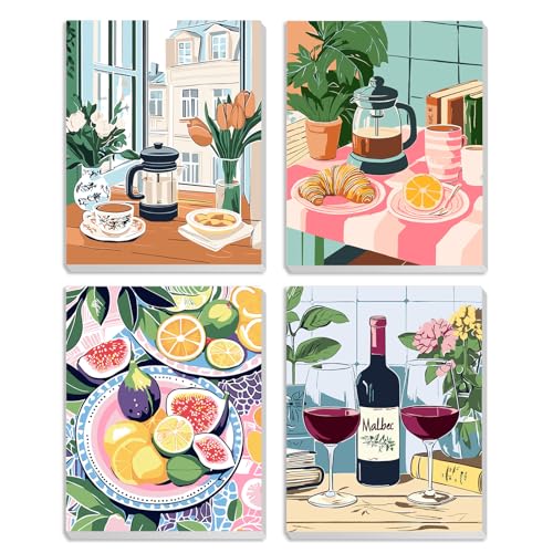 MXJSUA Esstisch 4er-Pack Malen-Nach-Zahlen-Set Für Kinder Mit Rahmen, Malen-Nach-Zahlen Für Alter 6-8-12, DIY Acryl-Ölfarben Für Heimwanddekoration Geschenk 20x25cm von MXJSUA