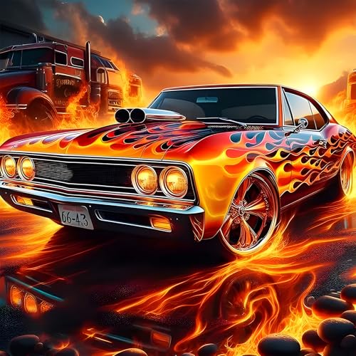 MXJSUA Flammenauto Diamond Painting Erwachsene, 5D Diamant Painting Bilder Anfänger, DIY Runder Vollbohrer Diamanten Malerei Stickerei Kreuzstich Geschenke Home Wand Dekor 30x30cm MXJSUA Flammenauto Diamond Painting Erwachsene, 5D Diamant Painting Bilder Anfänger, DIY Runder Vollbohrer Diamanten Malerei Stickerei Kreuzstich Geschenke Home Wand Dekor 30x30cm von MXJSUA