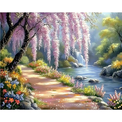 MXJSUA Frühlingslandschaft Malen nach Zahlen Erwachsene, DIY Handgemalt Ölgemälde Kit - 40x50 CM, Paint by Numbers Adult Mit 3 Pinseln und Acrylfarbe Leinwand Kit, Geschenke und Home Haus Deko MXJSUA Frühlingslandschaft Malen nach Zahlen Erwachsene, DIY Handgemalt Ölgemälde Kit - 40x50 CM, Paint by Numbers Adult Mit 3 Pinseln und Acrylfarbe Leinwand Kit, Geschenke und Home Haus Deko von MXJSUA