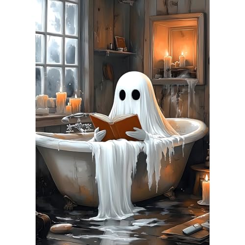 MXJSUA Halloween Diamond Painting Erwachsene, Geist Beim Lesen In Der Badewanne Diamant Painting Bilder Anfänger, DIY Runder Vollbohrer Diamanten Malerei Kreuzstich Geschenke Home Wand Dekor 30x40cm MXJSUA Halloween Diamond Painting Erwachsene, Geist Beim Lesen In Der Badewanne Diamant Painting Bilder Anfänger, DIY Runder Vollbohrer Diamanten Malerei Kreuzstich Geschenke Home Wand Dekor 30x40cm von MXJSUA
