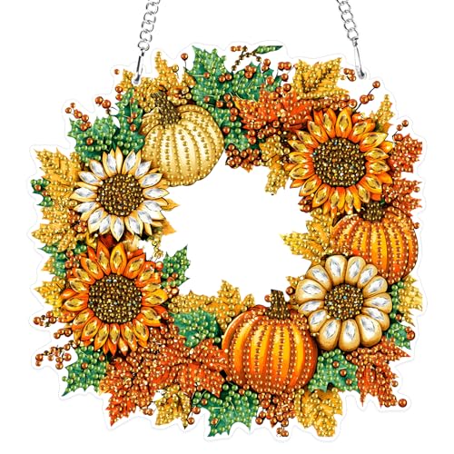 MXJSUA Halloween-Kranz Diamond Painting Anhänger, Kürbisse Diamond Painting mit Kette Erwachsene, Diamant Painting Fensterbilder Hängende Ornament Bastelset Set für Wand Und Eingang Decor 19.4x19.6CM MXJSUA Halloween-Kranz Diamond Painting Anhänger, Kürbisse Diamond Painting mit Kette Erwachsene, Diamant Painting Fensterbilder Hängende Ornament Bastelset Set für Wand Und Eingang Decor 19.4x19.6CM von MXJSUA