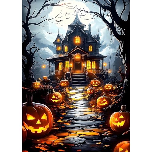 MXJSUA Halloween Kürbisse Diamond Painting Erwachsene, Spukhaus 5D Diamant Painting Bilder Anfänger, DIY Runder Vollbohrer Diamanten Malerei Stickerei Kreuzstich Geschenke Home Wand Dekor 30x40cm MXJSUA Halloween Kürbisse Diamond Painting Erwachsene, Spukhaus 5D Diamant Painting Bilder Anfänger, DIY Runder Vollbohrer Diamanten Malerei Stickerei Kreuzstich Geschenke Home Wand Dekor 30x40cm von MXJSUA