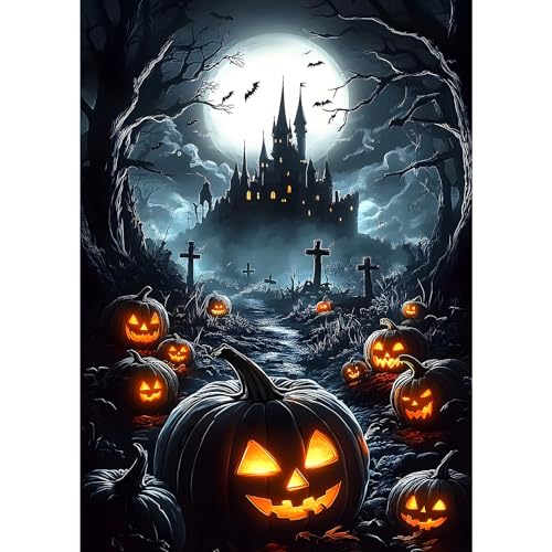 MXJSUA Halloween Kürbisse Schloss Diamond Painting Erwachsene, 5D Diamant Painting Bilder Anfänger, DIY Runder Vollbohrer Diamanten Malerei Stickerei Kreuzstich Geschenke Home Wand Dekor 30x40cm MXJSUA Halloween Kürbisse Schloss Diamond Painting Erwachsene, 5D Diamant Painting Bilder Anfänger, DIY Runder Vollbohrer Diamanten Malerei Stickerei Kreuzstich Geschenke Home Wand Dekor 30x40cm von MXJSUA
