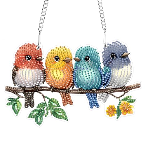 MXJSUA Kleine Vögel Diamond Painting Anhänger, Diamond Painting mit Kette Erwachsene, Diamant Painting Fensterbilder, Hängende Ornament Bastelset Set für Wand Und Eingang Decor MXJSUA Kleine Vögel Diamond Painting Anhänger, Diamond Painting mit Kette Erwachsene, Diamant Painting Fensterbilder, Hängende Ornament Bastelset Set für Wand Und Eingang Decor von MXJSUA