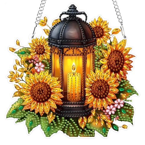 MXJSUA Laterne Sonnenblumen Diamond Painting Anhänger, Diamond Painting mit Kette Erwachsene, Diamant Painting Fensterbilder, Hängende Ornament Bastelset Set für Wand Und Eingang Decor MXJSUA Laterne Sonnenblumen Diamond Painting Anhänger, Diamond Painting mit Kette Erwachsene, Diamant Painting Fensterbilder, Hängende Ornament Bastelset Set für Wand Und Eingang Decor von MXJSUA