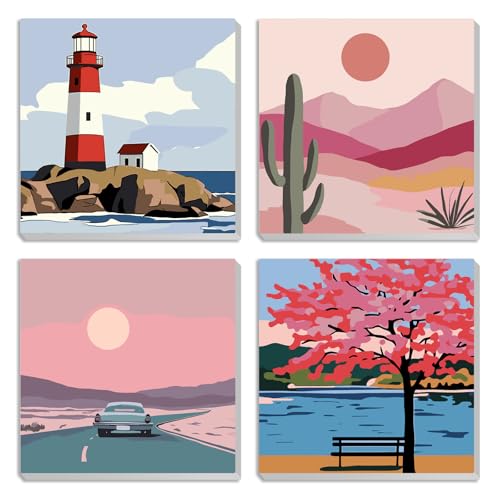 MXJSUA Leuchtturm Sonnenaufgang Landschaft 4er-Pack Malen-Nach-Zahlen-Set Für Kinder Mit Rahmen, Malen-Nach-Zahlen Für Alter 6-8-12, DIY Acryl-Ölfarben Für Heimwanddekoration Geschenk 20x20cm MXJSUA Leuchtturm Sonnenaufgang Landschaft 4er-Pack Malen-Nach-Zahlen-Set Für Kinder Mit Rahmen, Malen-Nach-Zahlen Für Alter 6-8-12, DIY Acryl-Ölfarben Für Heimwanddekoration Geschenk 20x20cm von MXJSUA