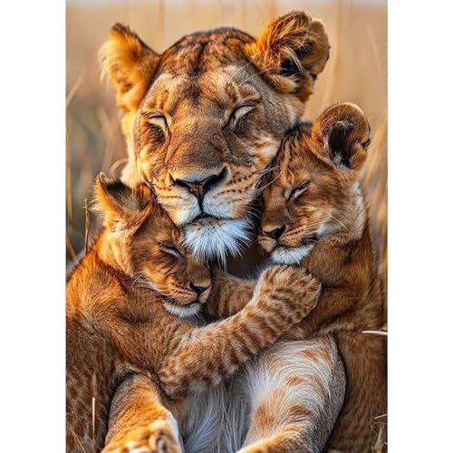 MXJSUA Löwen Diamond Painting Set, Tiere 5D Diamant Painting Bilder 30x40 cm mit Diamond Painting Zubehör für Erwachsene, Crystal Art Wand Deko von MXJSUA