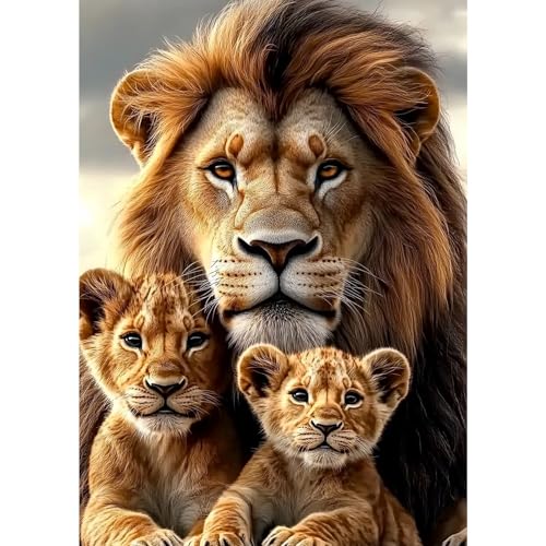 MXJSUA Löwenfamilie Diamond Painting Erwachsene, 5D Diamant Painting Bilder Anfänger, DIY Runder Vollbohrer Diamanten Malerei Stickerei Kreuzstich Geschenke Home Wand Dekor 30x40cm MXJSUA Löwenfamilie Diamond Painting Erwachsene, 5D Diamant Painting Bilder Anfänger, DIY Runder Vollbohrer Diamanten Malerei Stickerei Kreuzstich Geschenke Home Wand Dekor 30x40cm von MXJSUA
