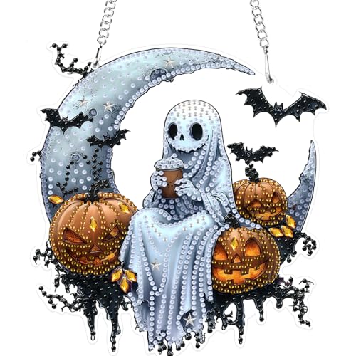 MXJSUA Mond Geist Halloween Diamond Painting Anhänger, Diamond Painting mit Kette Erwachsene, Diamant Painting Fensterbilder, Hängende Ornament Bastelset Set für Wand Und Eingang Decor MXJSUA Mond Geist Halloween Diamond Painting Anhänger, Diamond Painting mit Kette Erwachsene, Diamant Painting Fensterbilder, Hängende Ornament Bastelset Set für Wand Und Eingang Decor von MXJSUA