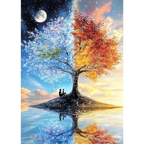 MXJSUA Mondbäume Diamond Painting Set, Mondbäume 5D Diamant Painting Bilder 30x40 cm mit Diamond Painting Zubehör für Erwachsene, Crystal Art Wand Deko von MXJSUA