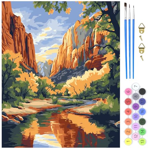 MXJSUA Malen nach Zahlen Erwachsene, Nationalpark DIY Handgemalt Ölgemälde Kit 40x50cm, Paint by Numbers Adult Mit 3 Pinseln und Acrylfarbe Leinwand Kit, Geschenke und Home Haus Deko MXJSUA Malen nach Zahlen Erwachsene, Nationalpark DIY Handgemalt Ölgemälde Kit 40x50cm, Paint by Numbers Adult Mit 3 Pinseln und Acrylfarbe Leinwand Kit, Geschenke und Home Haus Deko von MXJSUA