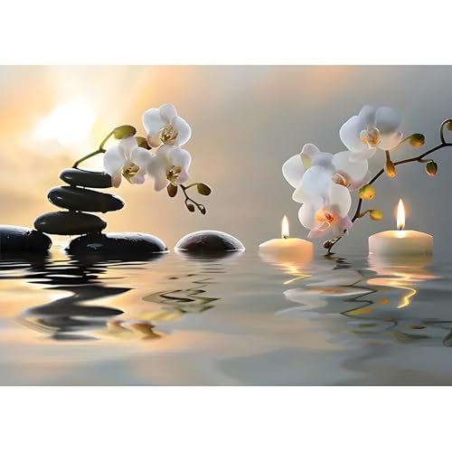 MXJSUA Orchidee und Kerzen Diamond Painting Erwachsene, 5D Diamant Painting Bilder Anfänger, DIY Runder Vollbohrer Diamanten Malerei Stickerei Kreuzstich Geschenke Home Wand Dekor 30x40cm von MXJSUA