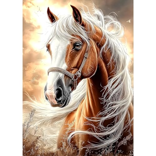 MXJSUA Pferd Diamond Painting Erwachsene, 5D Diamant Painting Bilder Anfänger, DIY Runder Vollbohrer Diamanten Malerei Stickerei Kreuzstich Geschenke Home Wand Dekor 30x40cm MXJSUA Pferd Diamond Painting Erwachsene, 5D Diamant Painting Bilder Anfänger, DIY Runder Vollbohrer Diamanten Malerei Stickerei Kreuzstich Geschenke Home Wand Dekor 30x40cm von MXJSUA