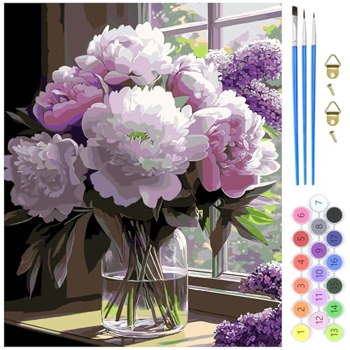 MXJSUA Pfingstrosen Blumen Malen nach Zahlen Erwachsene, DIY Handgemalt Ölgemälde Kit 40x50cm, Paint by Numbers Adult Mit 3 Pinseln und Acrylfarbe Leinwand Kit, Geschenke und Home Haus Deko MXJSUA Pfingstrosen Blumen Malen nach Zahlen Erwachsene, DIY Handgemalt Ölgemälde Kit 40x50cm, Paint by Numbers Adult Mit 3 Pinseln und Acrylfarbe Leinwand Kit, Geschenke und Home Haus Deko von MXJSUA