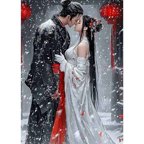 MXJSUA Schnee Liebe Diamond Painting Erwachsene, 5D Diamant Painting Bilder Anfänger, DIY Runder Vollbohrer Diamanten Malerei Stickerei Kreuzstich Geschenke Home Wand Dekor 30x40cm von MXJSUA