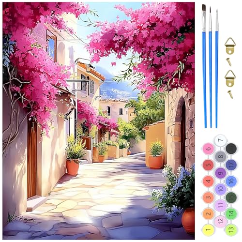 MXJSUA Schöne Gassenstraße Malen nach Zahlen Erwachsene, DIY Handgemalt Ölgemälde Kit - 40x50 CM, Paint by Numbers Adult Mit 3 Pinseln und Acrylfarbe Leinwand Kit, Geschenke und Home Haus Deko MXJSUA Schöne Gassenstraße Malen nach Zahlen Erwachsene, DIY Handgemalt Ölgemälde Kit - 40x50 CM, Paint by Numbers Adult Mit 3 Pinseln und Acrylfarbe Leinwand Kit, Geschenke und Home Haus Deko von MXJSUA