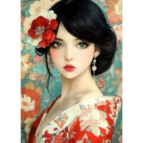 MXJSUA Schönes Mädchen Diamond Painting Erwachsene, 5D Diamant Painting Bilder Anfänger, DIY Runder Vollbohrer Diamanten Malerei Stickerei Kreuzstich Geschenke Home Wand Dekor 30x40cm von MXJSUA