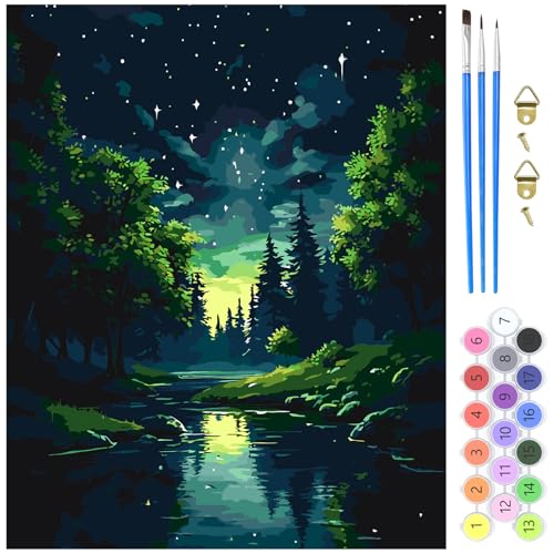MXJSUA Malen nach Zahlen Erwachsene, Sternennacht Landschaft DIY Handgemalt Ölgemälde Kit 40x50cm, Paint by Numbers Adult Mit 3 Pinseln und Acrylfarbe Leinwand Kit, Geschenke und Home Haus Deko MXJSUA Malen nach Zahlen Erwachsene, Sternennacht Landschaft DIY Handgemalt Ölgemälde Kit 40x50cm, Paint by Numbers Adult Mit 3 Pinseln und Acrylfarbe Leinwand Kit, Geschenke und Home Haus Deko von MXJSUA