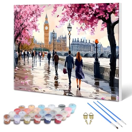 MXJSUA Straßenstadtbild Malen Nach Zahlen Erwachsene mit Rahmen, DIY Handgemälde Ölgemälde Kit für Anfänger Mit 3 Pinseln und Acrylfarbe Knitterfreie Leinwand Kit für Home Haus Deko 30x40cm MXJSUA Straßenstadtbild Malen Nach Zahlen Erwachsene mit Rahmen, DIY Handgemälde Ölgemälde Kit für Anfänger Mit 3 Pinseln und Acrylfarbe Knitterfreie Leinwand Kit für Home Haus Deko 30x40cm von MXJSUA