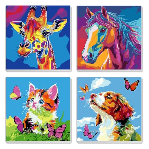 MXJSUA Süße Tiere 4er-Pack Malen-Nach-Zahlen-Set Für Kinder Mit Rahmen, Malen-Nach-Zahlen Für Alter 6-8-12, Süße Tiere Auf Leinwand, DIY Acryl-Ölfarben Für Heimwanddekoration 20x20cm MXJSUA Süße Tiere 4er-Pack Malen-Nach-Zahlen-Set Für Kinder Mit Rahmen, Malen-Nach-Zahlen Für Alter 6-8-12, Süße Tiere Auf Leinwand, DIY Acryl-Ölfarben Für Heimwanddekoration 20x20cm von MXJSUA