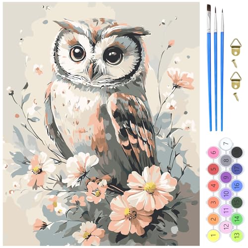 MXJSUA Malen nach Zahlen Erwachsene, Süße Eule Tier DIY Handgemalt Ölgemälde Kit 40x50cm, Paint by Numbers Adult Mit 3 Pinseln und Acrylfarbe Leinwand Kit, Geschenke und Home Haus Deko MXJSUA Malen nach Zahlen Erwachsene, Süße Eule Tier DIY Handgemalt Ölgemälde Kit 40x50cm, Paint by Numbers Adult Mit 3 Pinseln und Acrylfarbe Leinwand Kit, Geschenke und Home Haus Deko von MXJSUA