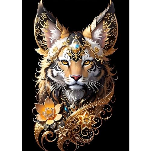 MXJSUA Tiger Diamond Painting Set, Tiger 5D Diamant Painting Bilder 30x40 cm mit Diamond Painting Zubehör für Erwachsene, Crystal Art Wand Deko von MXJSUA