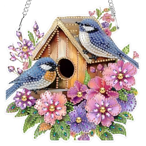 MXJSUA Vögel Blumen Diamond Painting Anhänger, Diamond Painting mit Kette Erwachsene, Diamant Painting Fensterbilder, Hängende Ornament Bastelset Set für Wand Und Eingang Decor MXJSUA Vögel Blumen Diamond Painting Anhänger, Diamond Painting mit Kette Erwachsene, Diamant Painting Fensterbilder, Hängende Ornament Bastelset Set für Wand Und Eingang Decor von MXJSUA