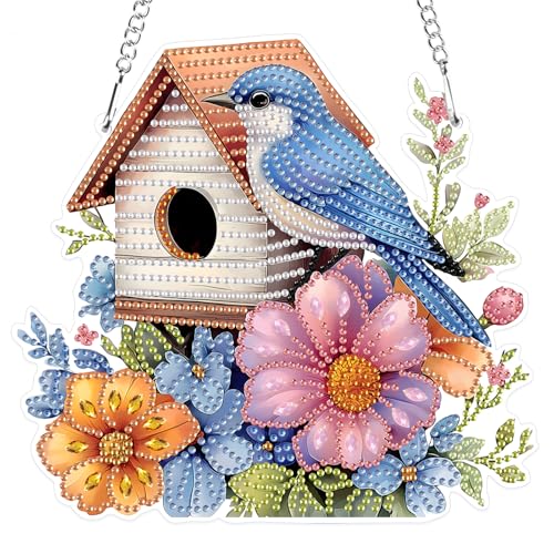 MXJSUA Vogelhaus Blumen Diamond Painting Anhänger, Diamond Painting mit Kette Erwachsene, Diamant Painting Fensterbilder, Hängende Ornament Bastelset Set für Wand Und Eingang Decor MXJSUA Vogelhaus Blumen Diamond Painting Anhänger, Diamond Painting mit Kette Erwachsene, Diamant Painting Fensterbilder, Hängende Ornament Bastelset Set für Wand Und Eingang Decor von MXJSUA
