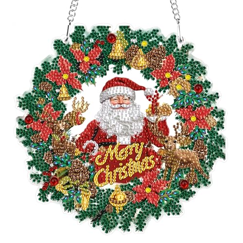 MXJSUA Weihnachtskranz Mit Weihnachtsmann Diamond Painting Anhänger mit Kette Erwachsene, Diamant Painting Fensterbilder Hängende Ornament Bastelset Set für Wand Und Eingang Decor 19.8x19.6CM MXJSUA Weihnachtskranz Mit Weihnachtsmann Diamond Painting Anhänger mit Kette Erwachsene, Diamant Painting Fensterbilder Hängende Ornament Bastelset Set für Wand Und Eingang Decor 19.8x19.6CM von MXJSUA