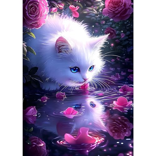 MXJSUA Weiße Katze Diamond Painting Erwachsene, 5D Diamant Painting Bilder Anfänger, DIY Runder Vollbohrer Diamanten Malerei Stickerei Kreuzstich Geschenke Home Wand Dekor 30x40cm MXJSUA Weiße Katze Diamond Painting Erwachsene, 5D Diamant Painting Bilder Anfänger, DIY Runder Vollbohrer Diamanten Malerei Stickerei Kreuzstich Geschenke Home Wand Dekor 30x40cm von MXJSUA