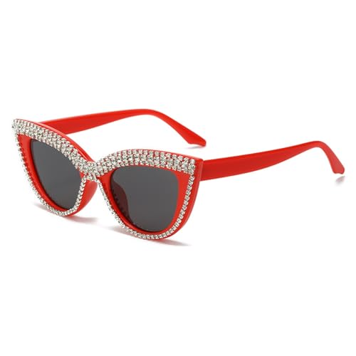 MXMZSRTH Partybrille Flache Brillen mit Katzenauge, eingelegter Diamant, modische Brillengestelle, Persönlichkeits-Sonnenbrillen, konkave Modellierbrillengestelle (Farbe : 1, Size : One Size) von MXMZSRTH