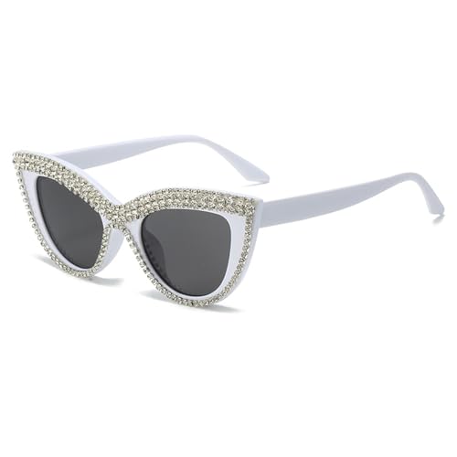 MXMZSRTH Partybrille Flache Brillen mit Katzenauge, eingelegter Diamant, modische Brillengestelle, Persönlichkeits-Sonnenbrillen, konkave Modellierbrillengestelle (Farbe : 2, Size : One Size) von MXMZSRTH