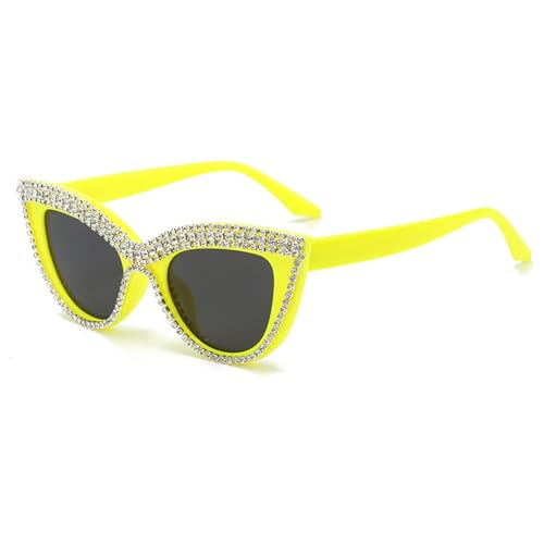 MXMZSRTH Partybrille Flache Brillen mit Katzenauge, eingelegter Diamant, modische Brillengestelle, Persönlichkeits-Sonnenbrillen, konkave Modellierbrillengestelle (Farbe : 3, Size : One Size) von MXMZSRTH