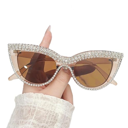 MXMZSRTH Partybrille Flache Brillen mit Katzenauge, eingelegter Diamant, modische Brillengestelle, Persönlichkeits-Sonnenbrillen, konkave Modellierbrillengestelle (Farbe : 5, Size : One Size) von MXMZSRTH