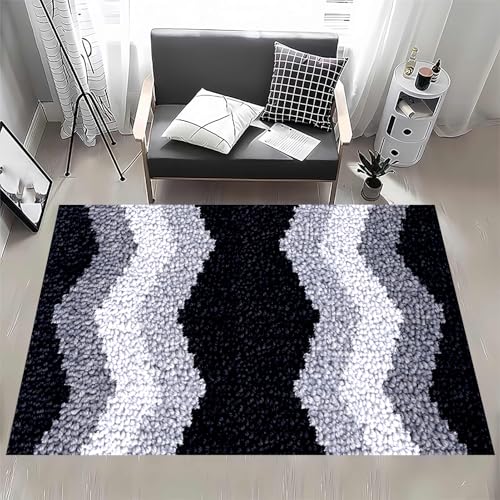 MXOUAJ 38 x 52 cm Knüpfhaken-Teppich-Set, für Kinder und Erwachsene Teppich-Stickerei Anfänger Kreuzstich DIY-Häkelnadel Bastelsets mit Garnen Häkelnadel, Knüpfteppich Zum Selber Knüpfen von MXOUAJ