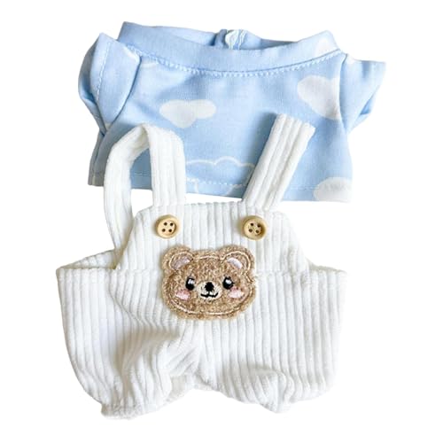 MXRGUMVI Puppen Strapshose mit T-Shirt Set Accs Miniatur Kleidung für 20cm Puppen Blau 11cm-13cm von MXRGUMVI