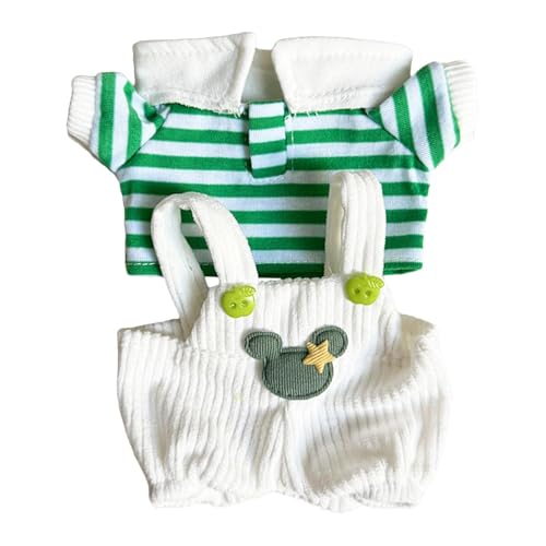 MXRGUMVI Puppen Strapshose mit T-Shirt Set Accs Miniatur Kleidung für 20cm Puppen Grün 11cm-13cm von MXRGUMVI