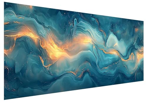 Blau Diamond Painting Groß XXL 130x50cm, Basteln Erwachsene Diamond Painting Set, 5D DIY Abstrakt Diamant Paintings Bilder Erwachsene, Diamond-painting Set mit Zubehör für Zimmer Deko Geschenke D-51 von MXRUOO