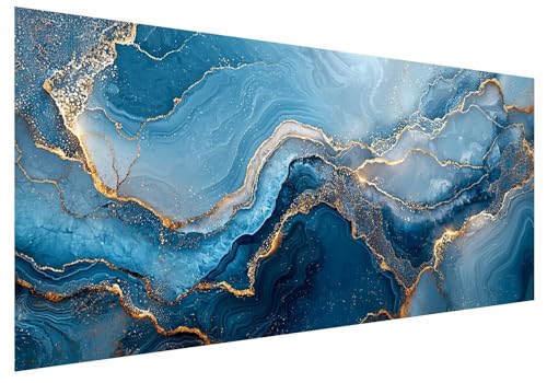 Diamond Painting Erwachsene, Diamant Painting Bilder Blau, 5D DIY Diamant Malerei Kunst Stickerei Set, Diamanten Paintings Bilder Erwachsene, Marmor Diamond-painting für Zimmer Wanddeko 130x50cm D-4 von MXRUOO