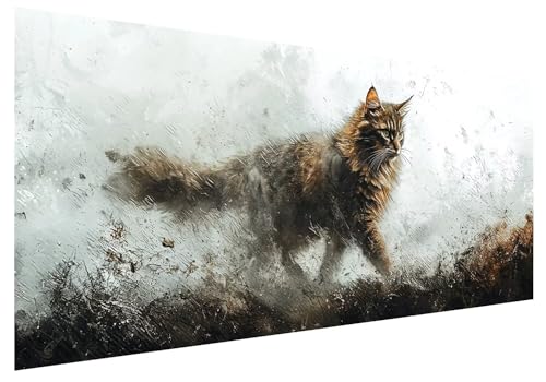Diamond Painting Erwachsene, Diamant Painting Bilder Cool, 5D DIY Diamant Malerei Kunst Stickerei Set, Diamanten Paintings Bilder Erwachsene, Katze Diamond-painting für Zimmer Wanddeko 80x30cm D-52 von MXRUOO