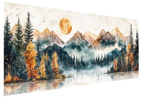 Diamond Painting Erwachsene, Diamant Painting Bilder Landschaft, 5D DIY Diamant Malerei Kunst Stickerei Set, Diamanten Paintings Bilder Erwachsene, Berg Diamond-painting für Wanddeko 100x40cm F-12 von MXRUOO