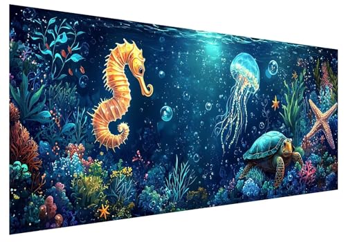 Diamond Painting Erwachsene, Diamant Painting Bilder Meer, 5D DIY Diamant Malerei Kunst Stickerei Set, Diamanten Paintings Bilder Erwachsene, Qualle Diamond-painting für Zimmer Wanddeko 200x80cm F-66 von MXRUOO