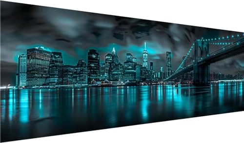 Diamond Painting Erwachsene, New York Bilder, 5D DIY Kunst Set, Brooklyn XXL Set für Zimmer Wand Deko 200x80cm von MXRUOO