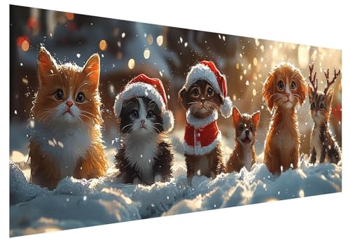 Diamond Painting Erwachsene, Diamant Painting Bilder Niedlich, 5D DIY Diamant Malerei Kunst Stickerei Set, Diamanten Paintings Bilder Erwachsene, Katze Diamond-painting für Zimmer Wanddeko 80x30cm E-3 von MXRUOO