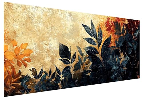 Diamond Painting Erwachsene, Diamant Painting Bilder Retro, 5D DIY Diamant Malerei Kunst Stickerei Set, Diamanten Paintings Bilder Erwachsene, Blätter Diamond-painting für Wanddeko 200x80cm F-58 von MXRUOO