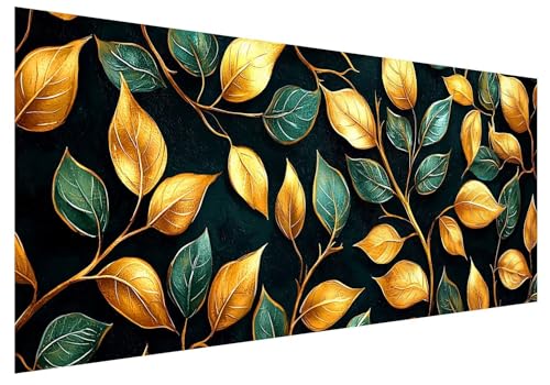 Diamond Painting Erwachsene, Diamant Painting Bilder Schwarz, 5D DIY Diamant Malerei Kunst Stickerei Set, Diamanten Paintings Bilder Erwachsene, Blätter Diamond-painting für Wanddeko 250x100cm F-4 von MXRUOO