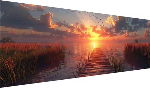 Diamond Painting Set 100x40 cm, DIY Sonnenuntergang Diamond Painting Eckige Steine Strass Stickerei Kunst Kits, Diamond Painting Zubehör Set Basteln Erwachsene, Diamond Painting Seebrücke für Deko Diamond Painting Set 100x40 cm, DIY Sonnenuntergang Diamond Painting Eckige Steine Strass Stickerei Kunst Kits, Diamond Painting Zubehör Set Basteln Erwachsene, Diamond Painting Seebrücke für Deko von MXRUOO